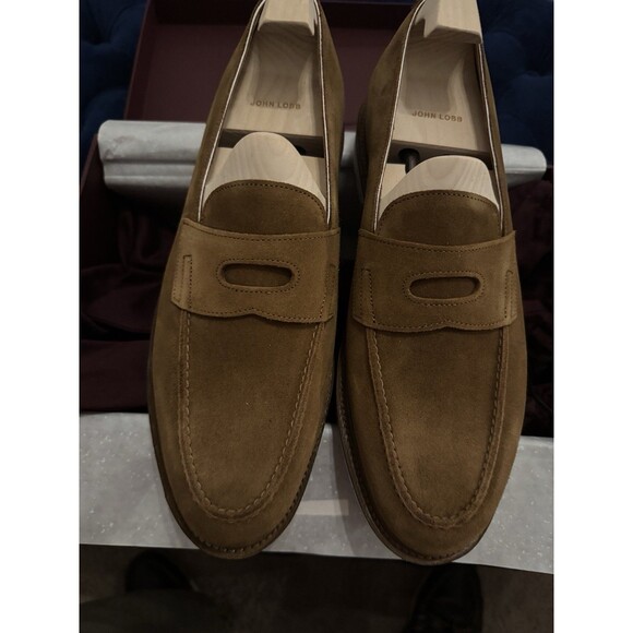 NIB John Lobb MTO Loafers, Tobacco Seude w/White Sole - 10UK/11US - Picture 1 of 8